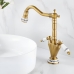 Torneira Misturador Gourmet de Lavatório Vintage Ouro Escovado