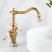 Torneira Misturador Gourmet de Lavatório Vintage Ouro Escovado