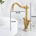 Torneira Misturador Gourmet de Lavatório Vintage Ouro Escovado