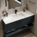 Bancada de Banheiro com Cuba Esculpida Retangular Prisma - Com Saia e Slim - Branco