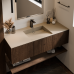Bancada de Banheiro com Cuba Esculpida Retangular Prisma - Com Saia e Slim - Elegant Gray