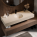 Bancada de Banheiro com Cuba Esculpida Redonda Cristal - Com Saia e Slim - Elegant Gray