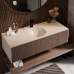Bancada de Banheiro com Cuba Esculpida Redonda Cristal - Com Saia e Slim - Elegant Gray
