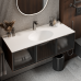 Bancada de Banheiro com Cuba Esculpida Oval Oasis - Com Saia e Slim - Branco