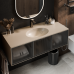 Bancada de Banheiro com Cuba Esculpida Oval Oasis - Com Saia e Slim - Elegant Gray